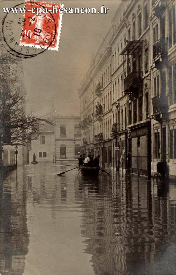 Besançon - Square St-Amour et Rue d'Alsace lors des Inondations de Janvier 1910